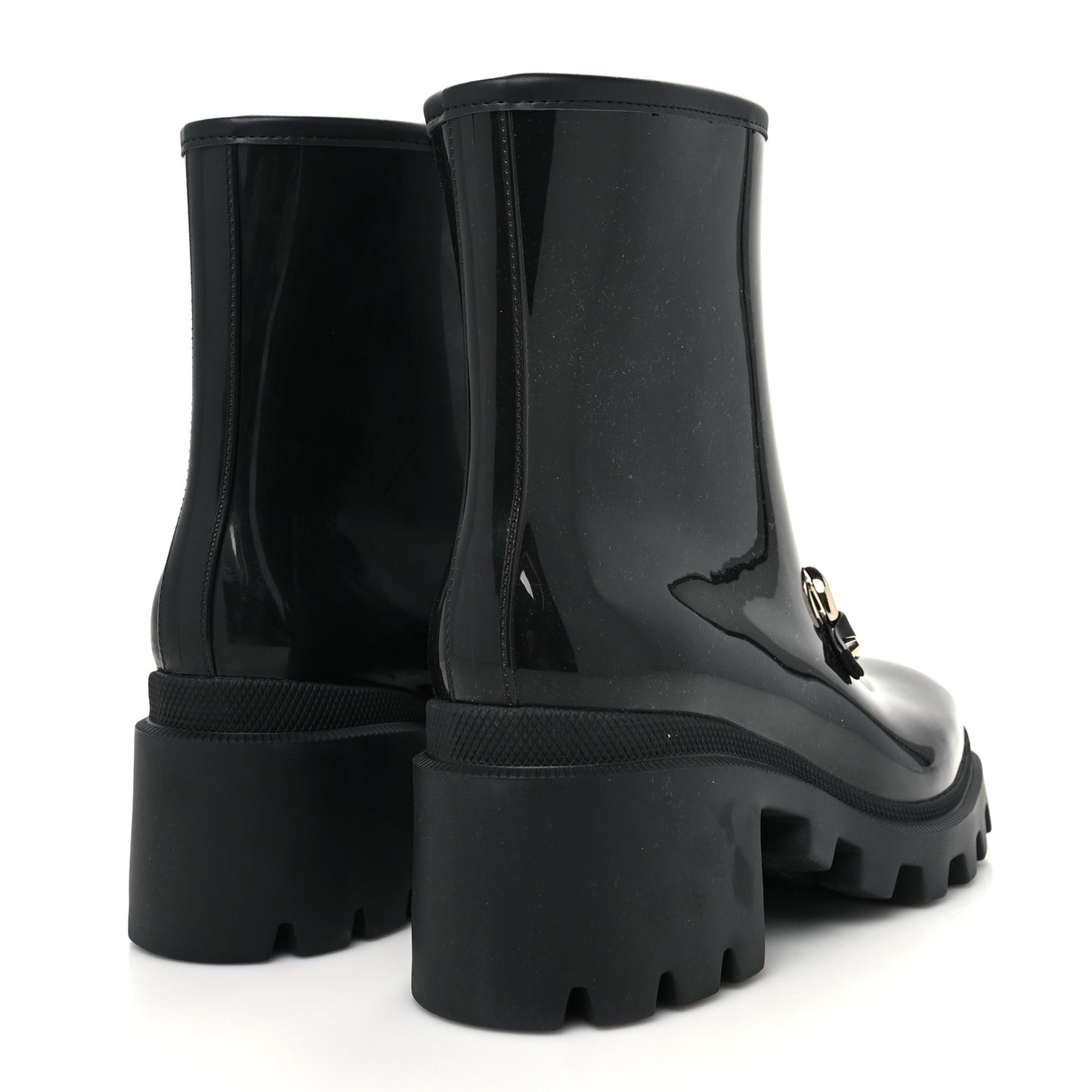 Rubber Womens Horsebit Ankle Boots 38 Black