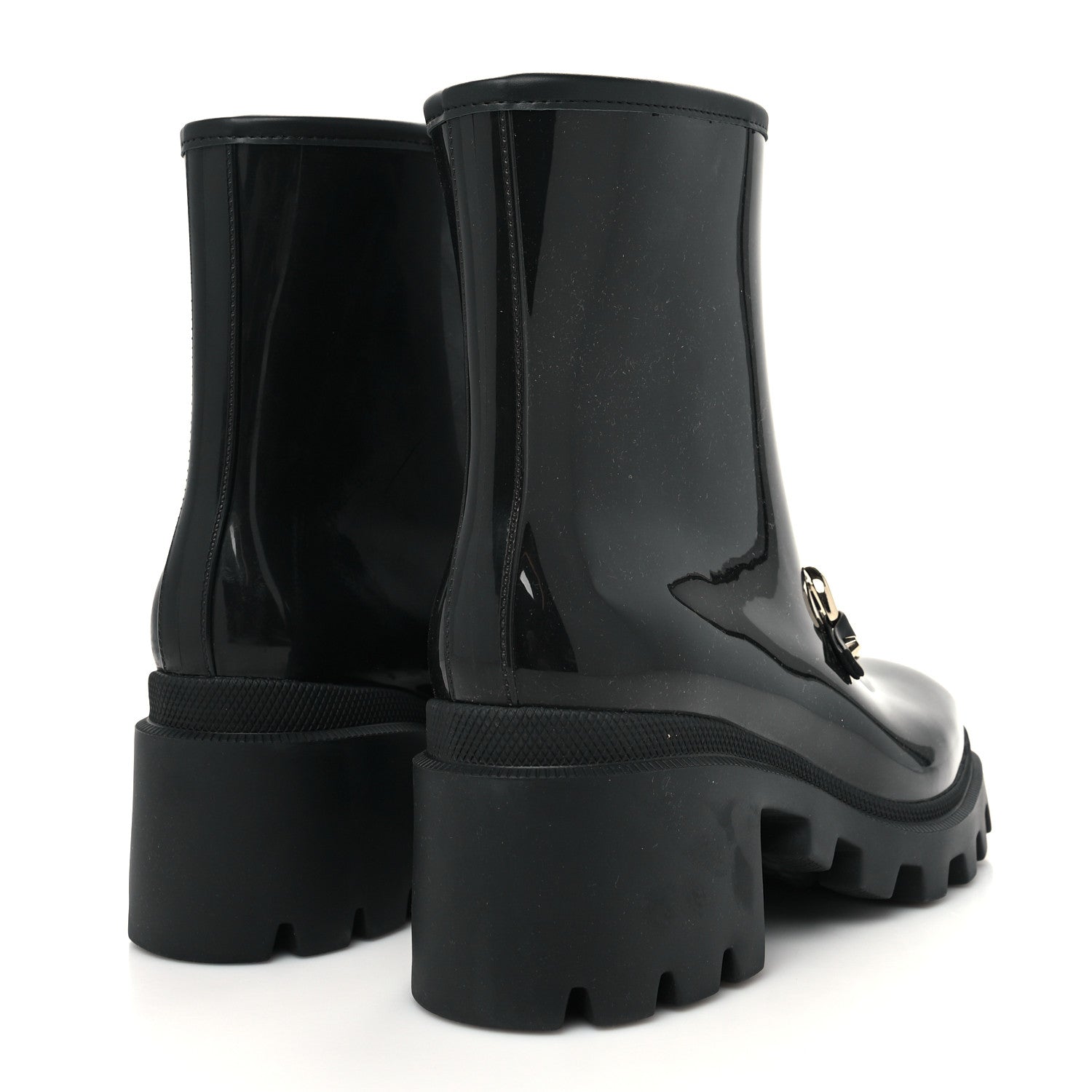 Gucci Rubber Womens Horsebit Ankle Boots 38 Black 4 of 8