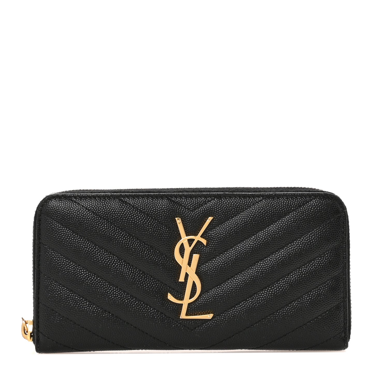 Grain De Poudre Matelasse Chevron Monogram Zip Around Wallet Black