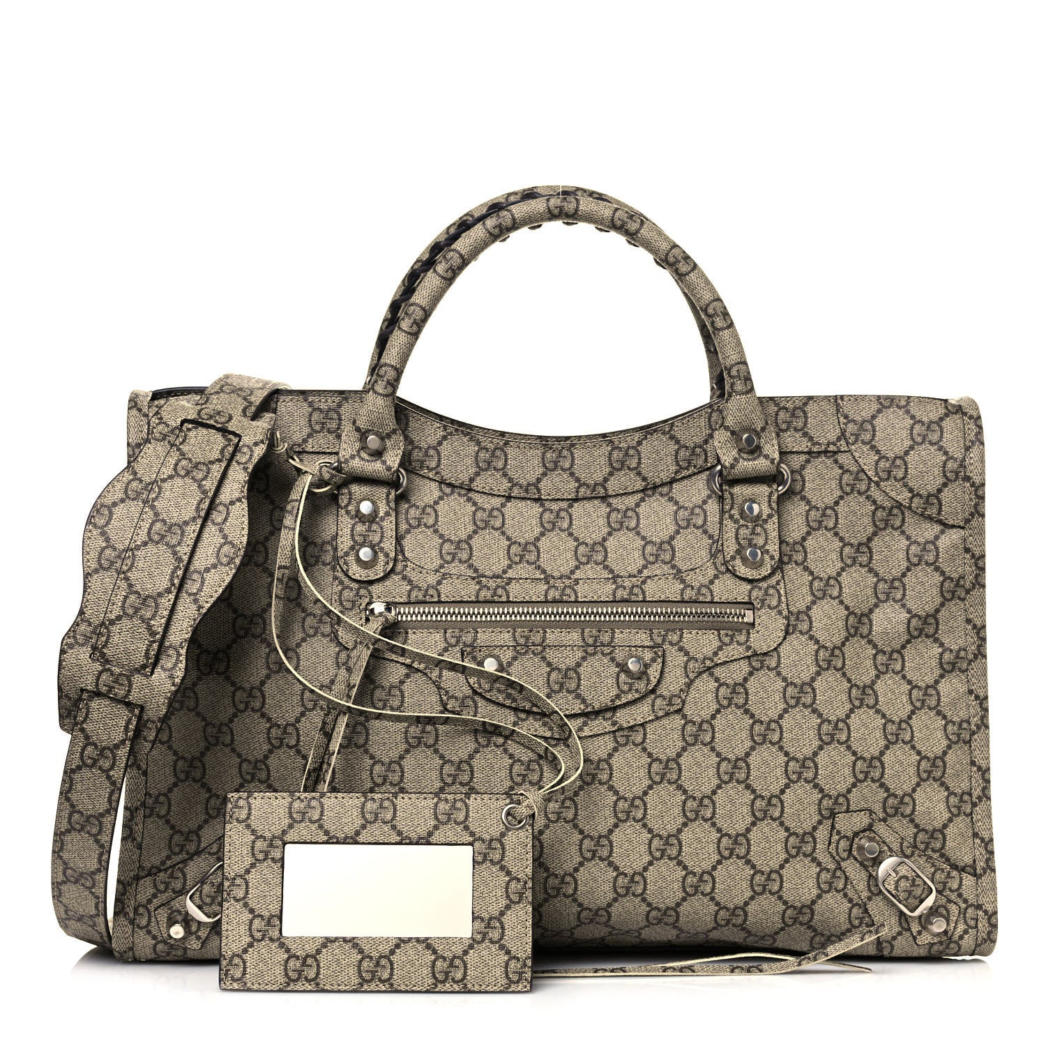 Balenciaga X GUCCI GG Supreme Monogram Neo Classic Silver Hardware City Beige Ebony 1 of 9