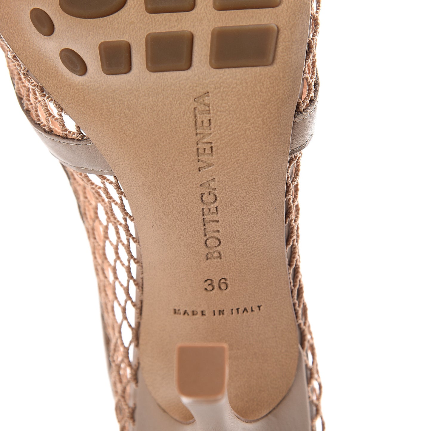 Mesh Calfskin Chain Stretch Pumps 36 Beige