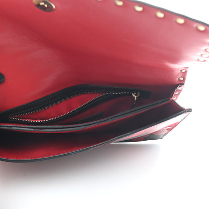 Valentino Garavani Nappa Canvas Camouflage Rockstud Wristlet Clutch Red Black 5 of 8