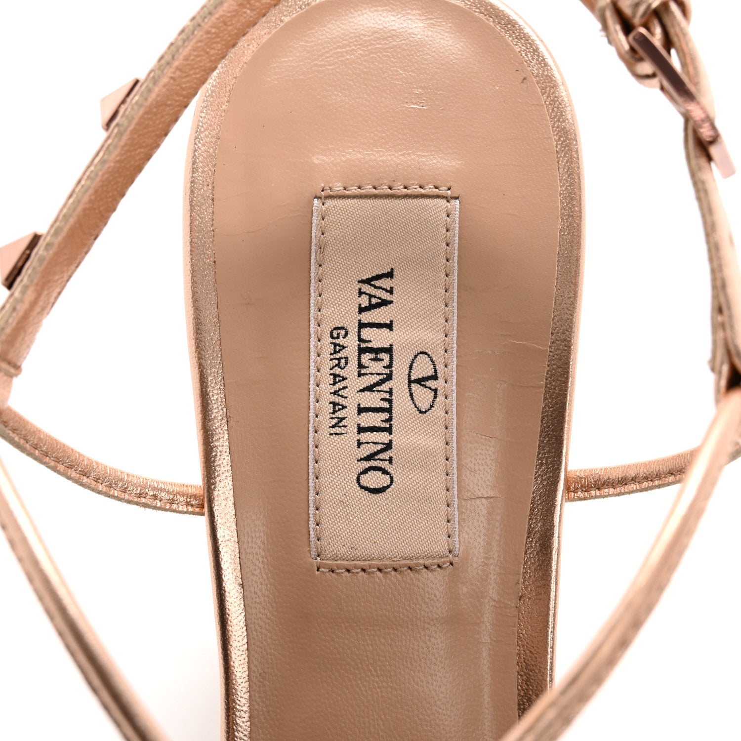 Valentino Garavani Metallic Nappa Rockstud Ankle Wrap 85mm Sandals 38 Rame 7 of 11