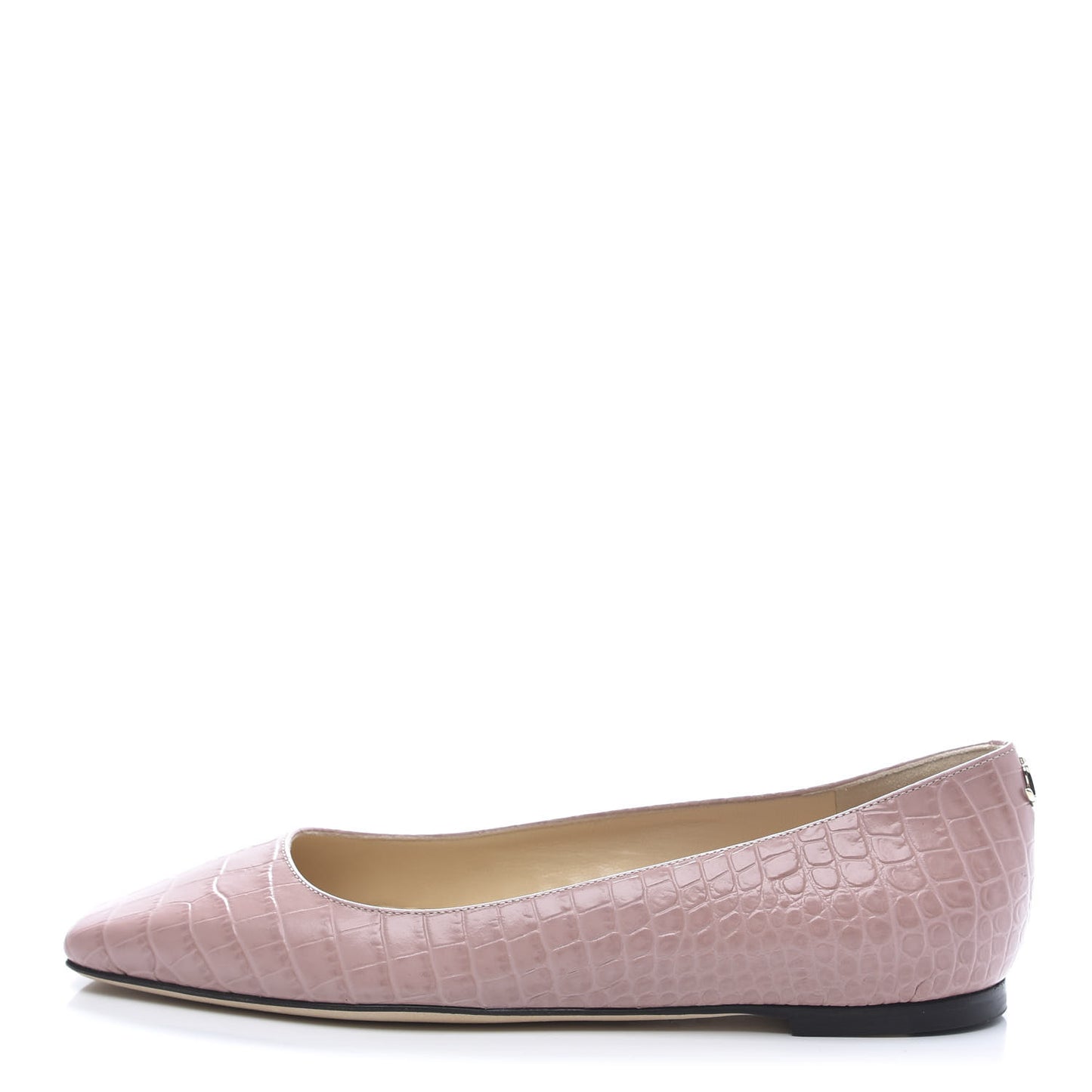 Crocodile Embossed Calfskin Mirele Ballet Flat 37 Blush
