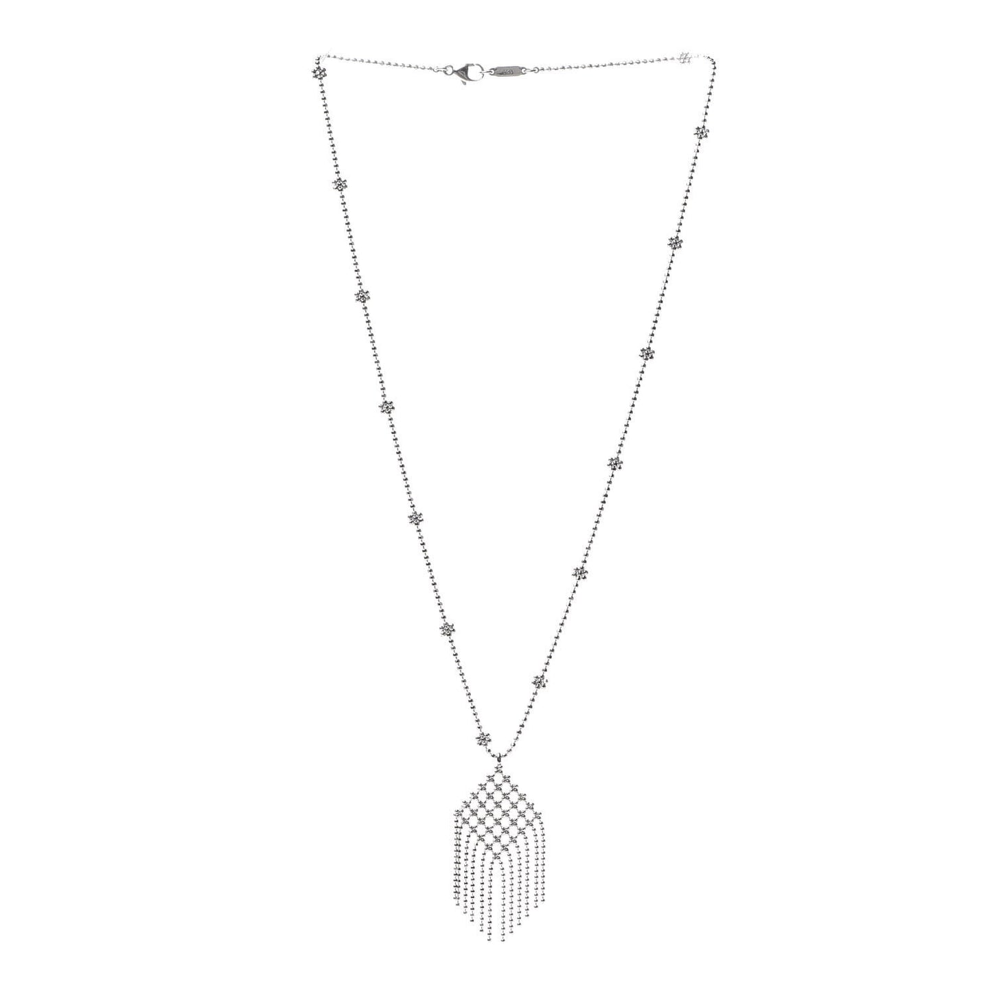18K White Gold Fringe Pendant Necklace