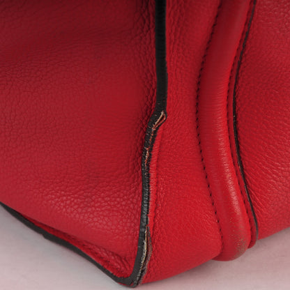 Celine Drummed Calfskin Mini Luggage Coquelicot 9 of 14