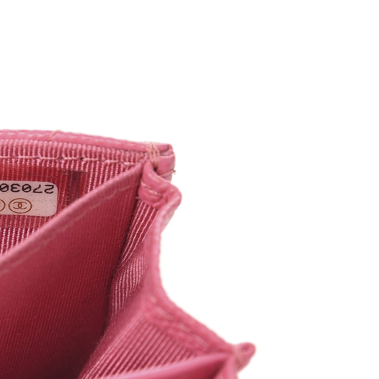 Iridescent Caviar Quilted Flap Card Holder Wallet Pink