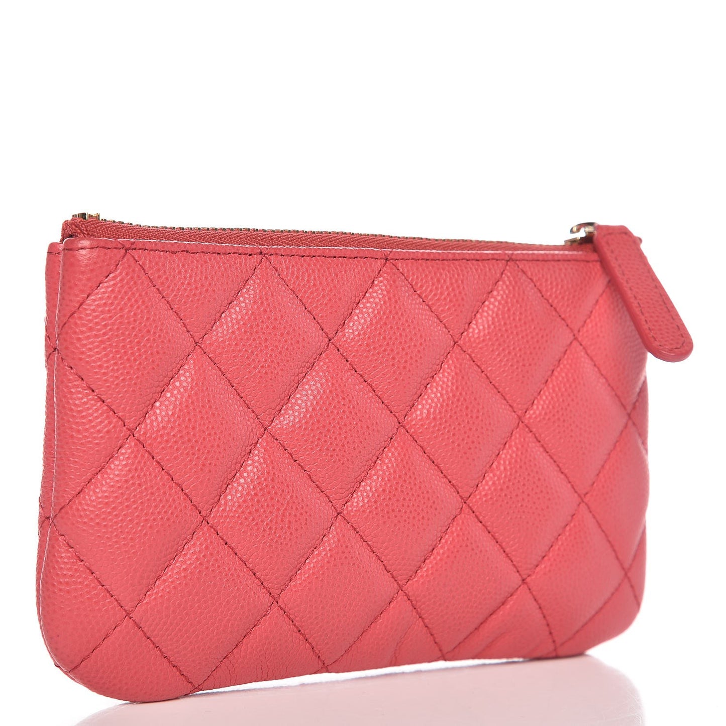 Caviar Quilted Small Cosmetic Case Dark Pink