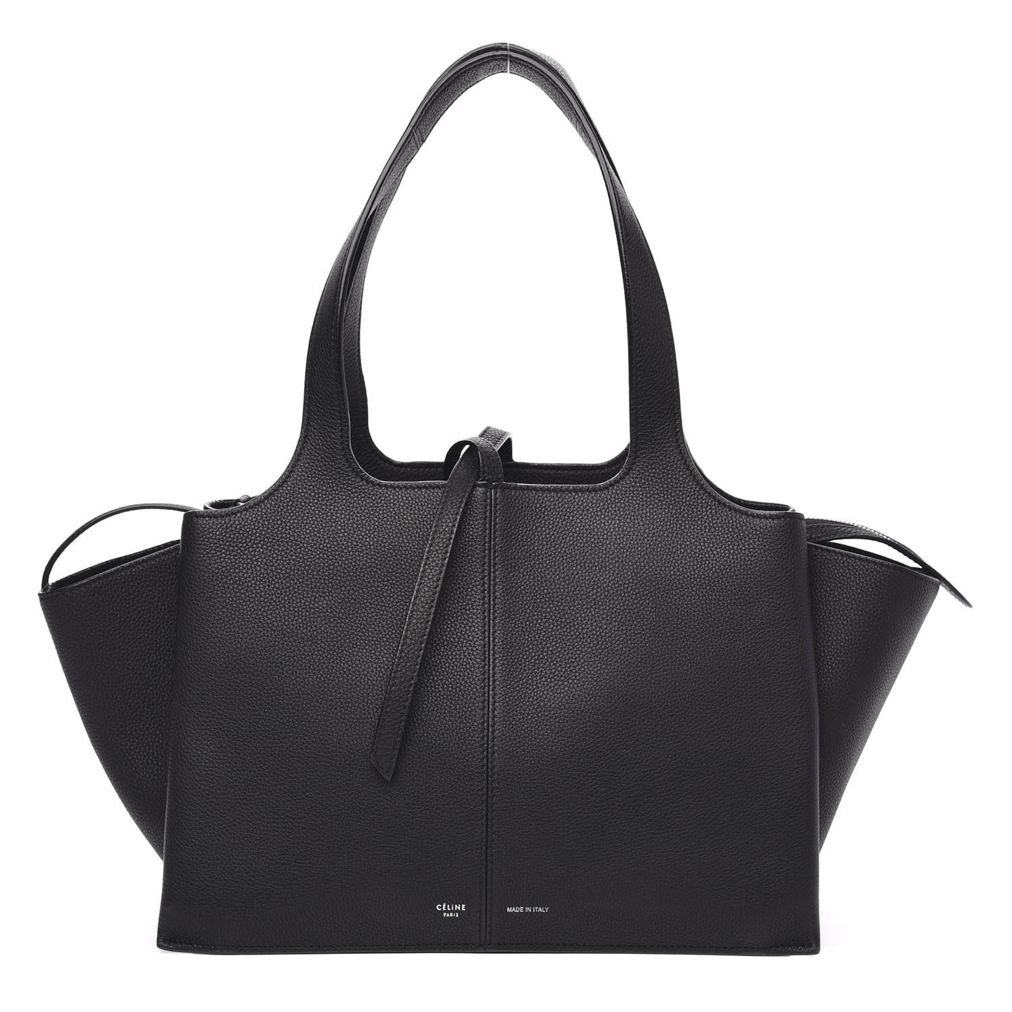 Baby Grained Calfskin Small Tri-Fold Bag Black