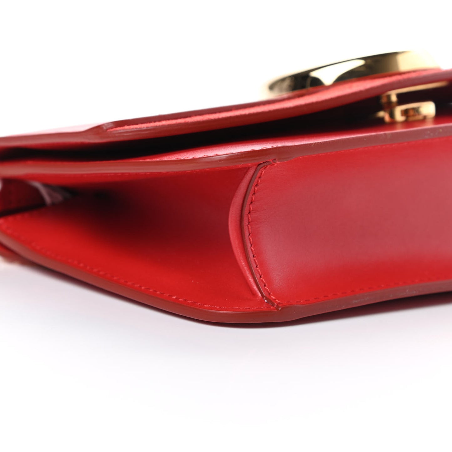 Calfskin Suede C Clutch With Chain Plaid Red