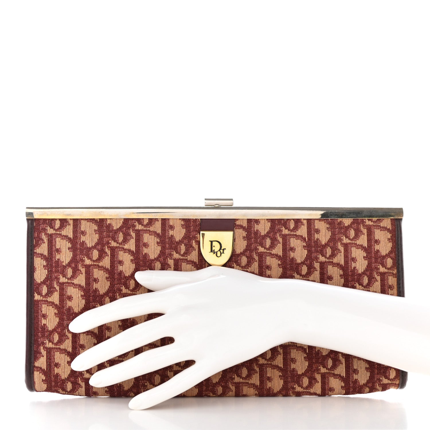 Christian Dior Monogram Clutch Burgundy 2 of 15
