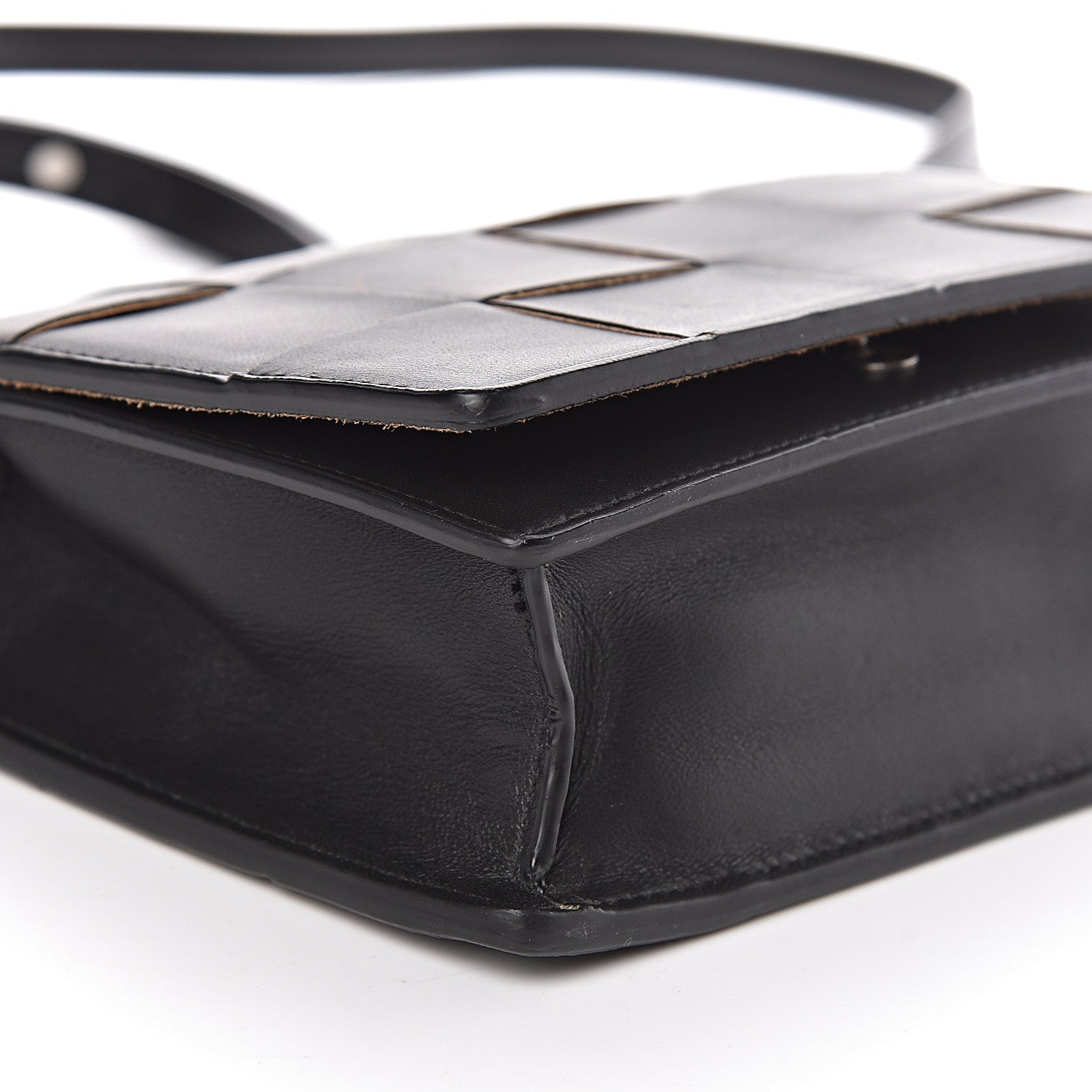 Bottega Veneta Lambskin Maxi Intrecciato Mini Cassette Crossbody Bag Black 7 of 9