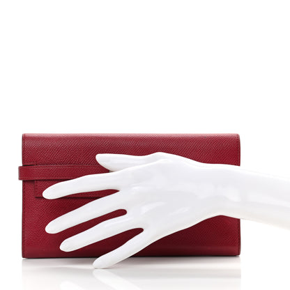 Hermes Epsom Kelly Longue Wallet Rouge Grenat 2 of 16