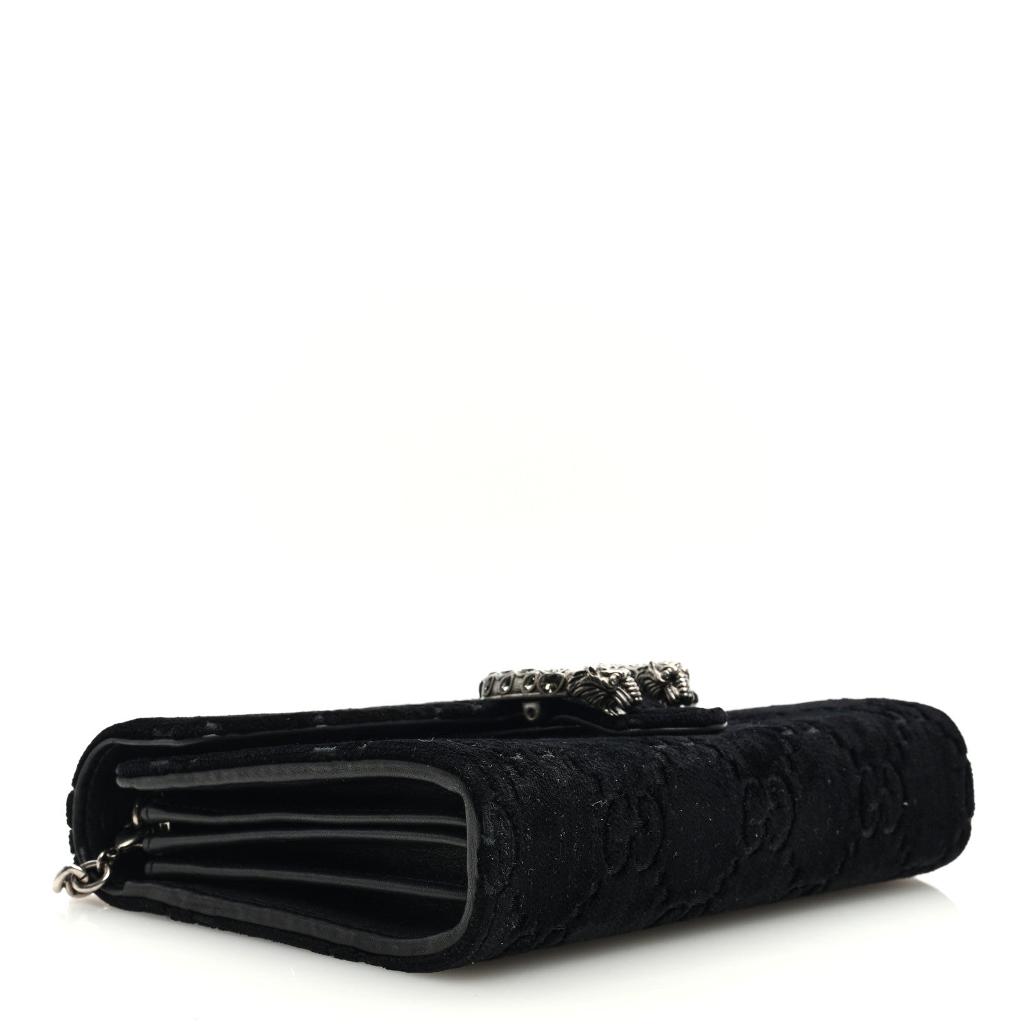 Gucci Velvet GG Monogram Mini Dionysus Chain Wallet Black 4 of 9