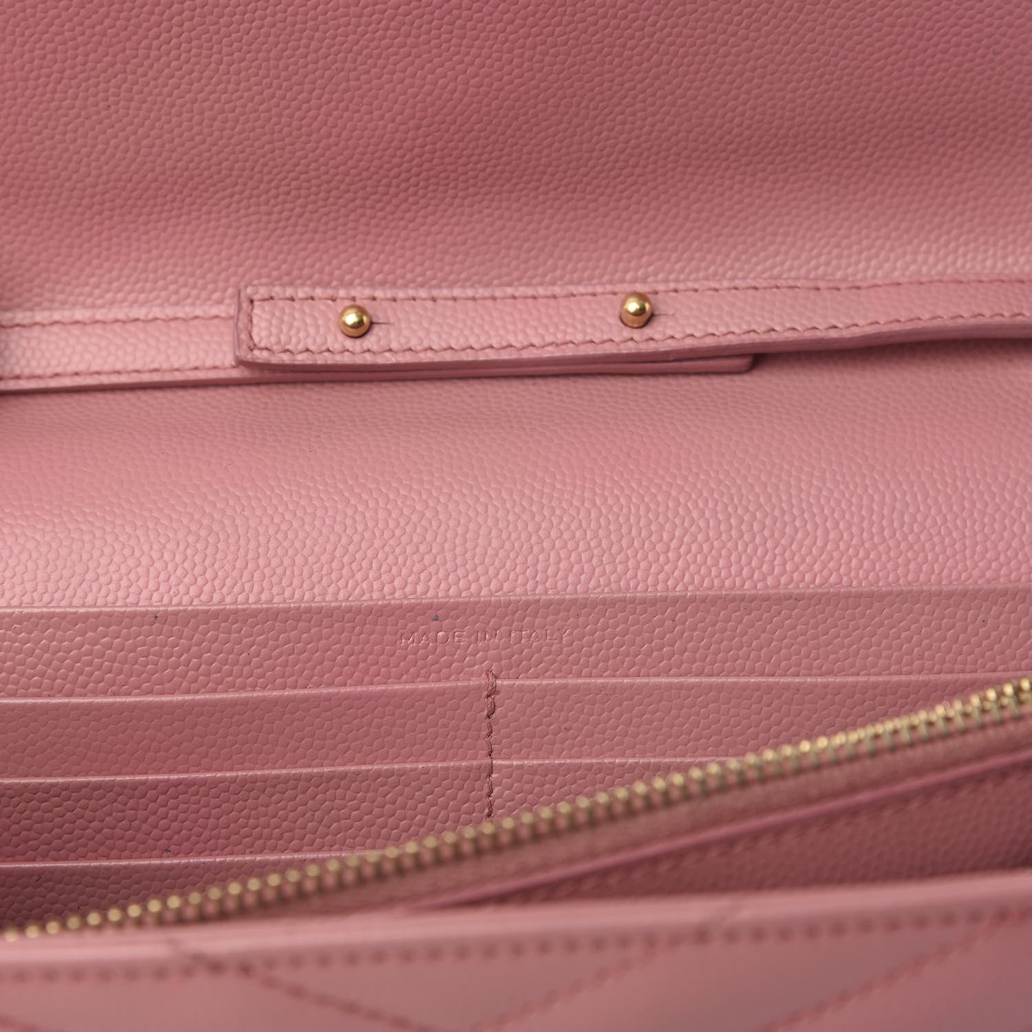 Saint Laurent Grain De Poudre Matelasse Chevron Monogram Chain Wallet Blush Fonce 6 of 10