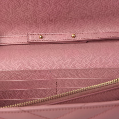 Saint Laurent Grain De Poudre Matelasse Chevron Monogram Chain Wallet Blush Fonce 6 of 10