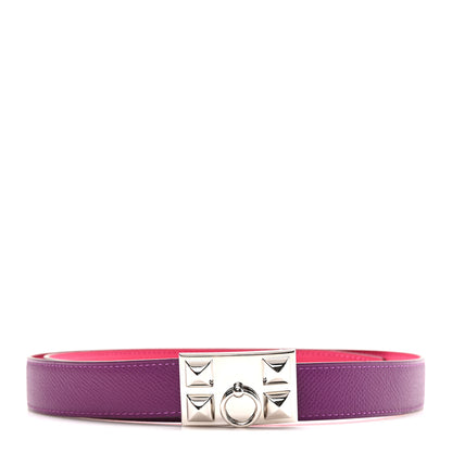Hermes Epsom Swift 24mm Collier De Chien CDC Belt 80 32 Anemone Rose Shocking 1 of 5