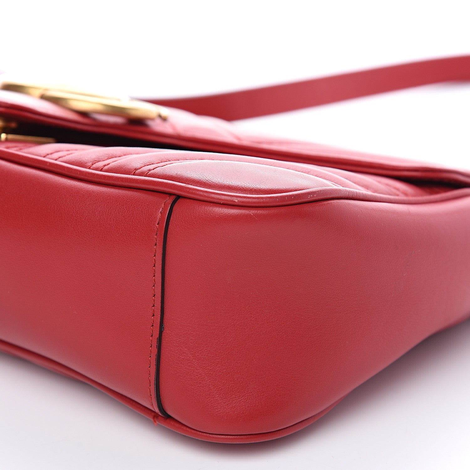 Gucci Calfskin Matelasse Small GG Marmont Shoulder Bag Hibiscus Red 11 of 12