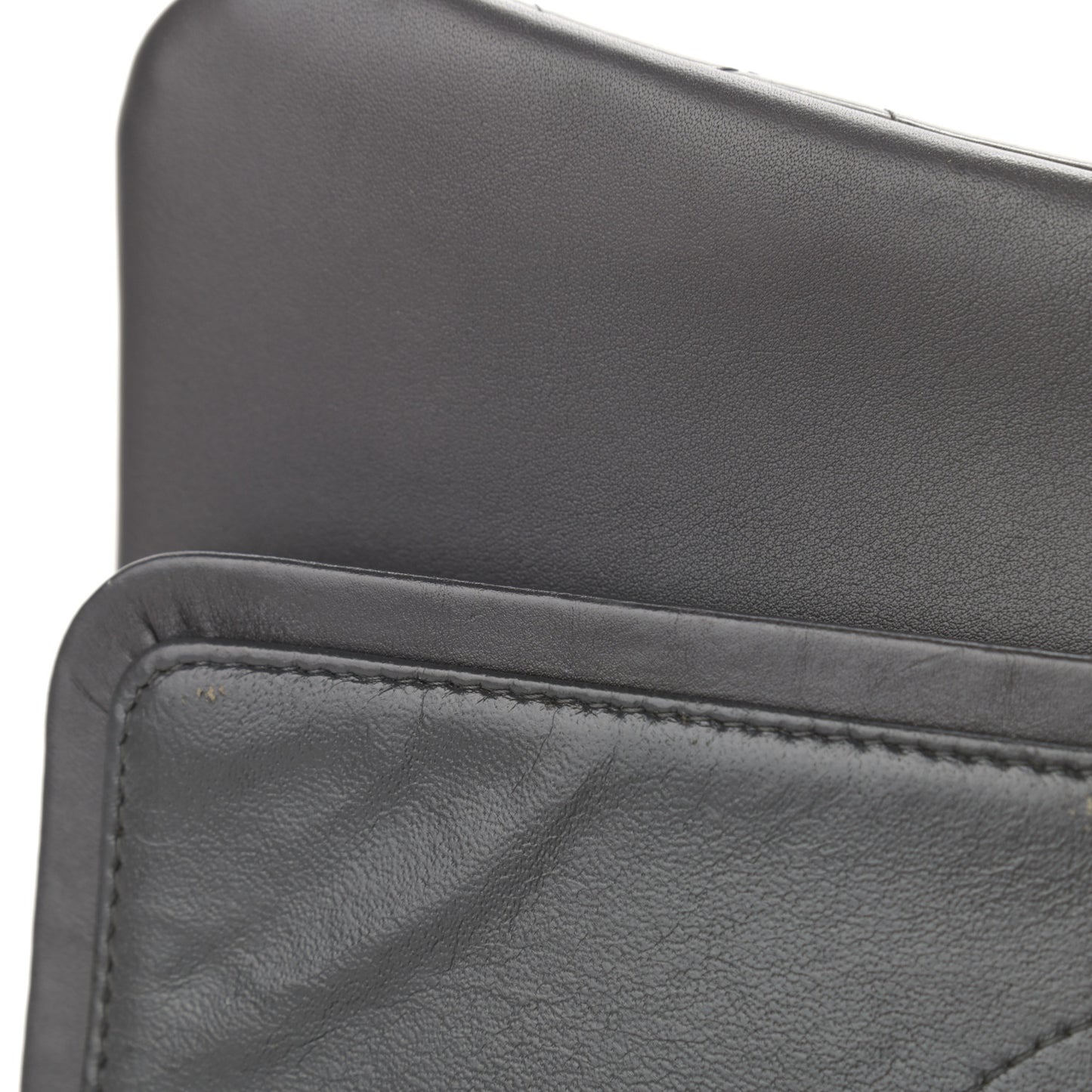 Striated Patent Quilted Jumbo Double Flap Black