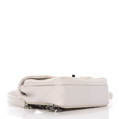 Chanel Shiny Goatskin Quilted Small Double Carry Waist Chain Flap White 5 of 15