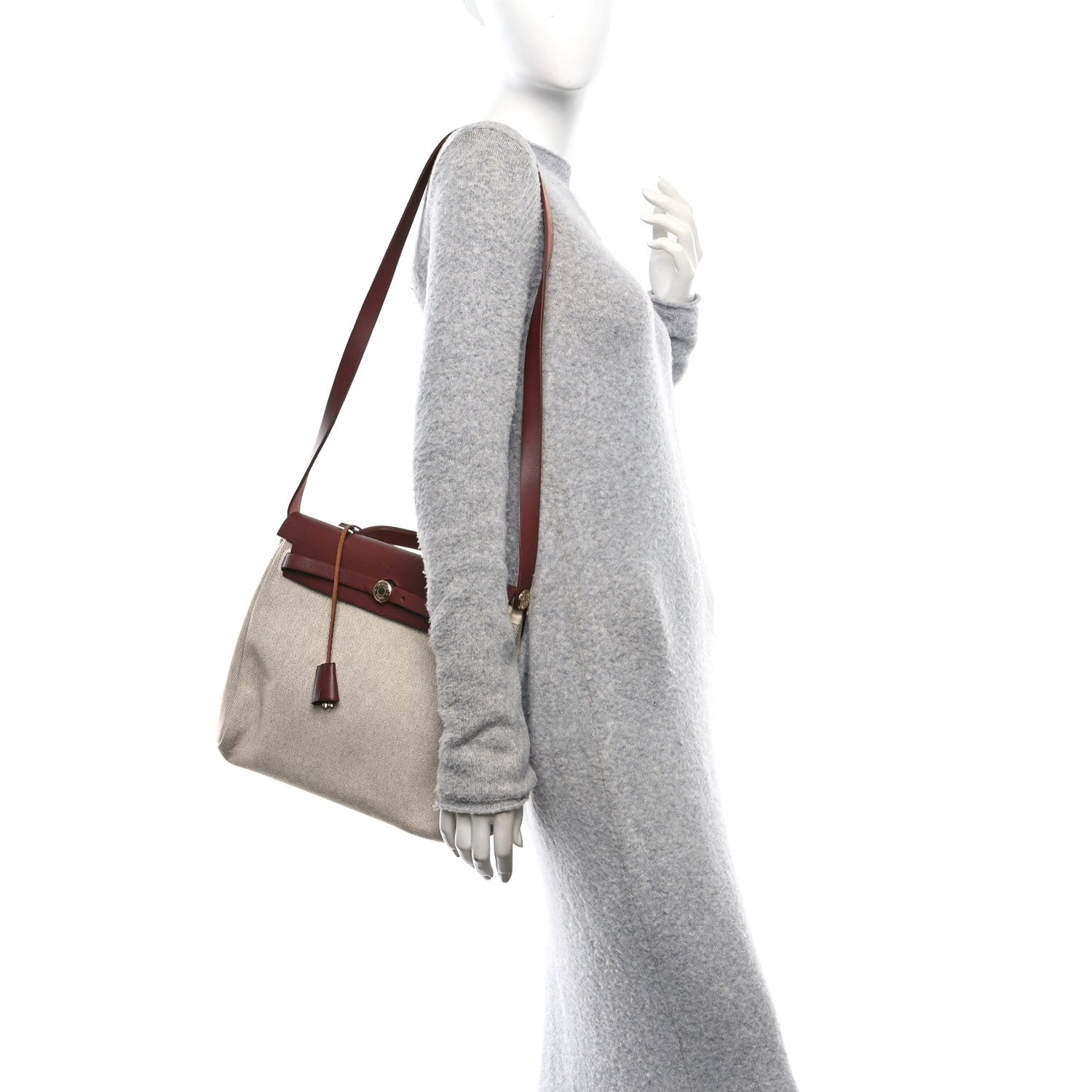 Hermes Toile Vache Calfskin Herbag 30 PM Havane 2 of 15