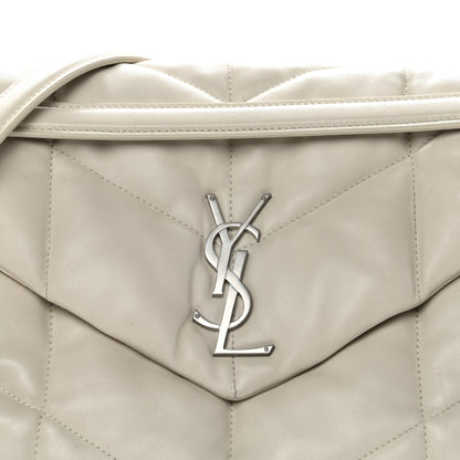 Saint Laurent Lambskin Quilted Medium Loulou Puffer Monogram Chain Satchel Crema Soft 8 of 14