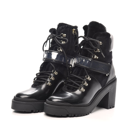 Valentino Garavani Calfskin Shearling VLOGO Combat Boots 38.5 Black 3 of 7