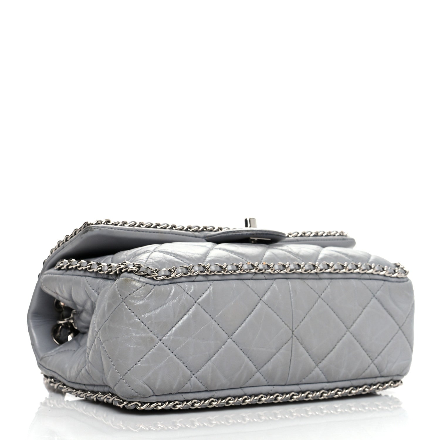 Chanel Crumpled Calfskin Medium Chain All Over Flap Grey 3 of 16