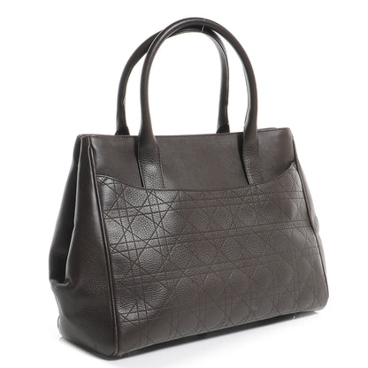 Christian Dior Leather Cannage Stitched Tote Brown 3 of 7