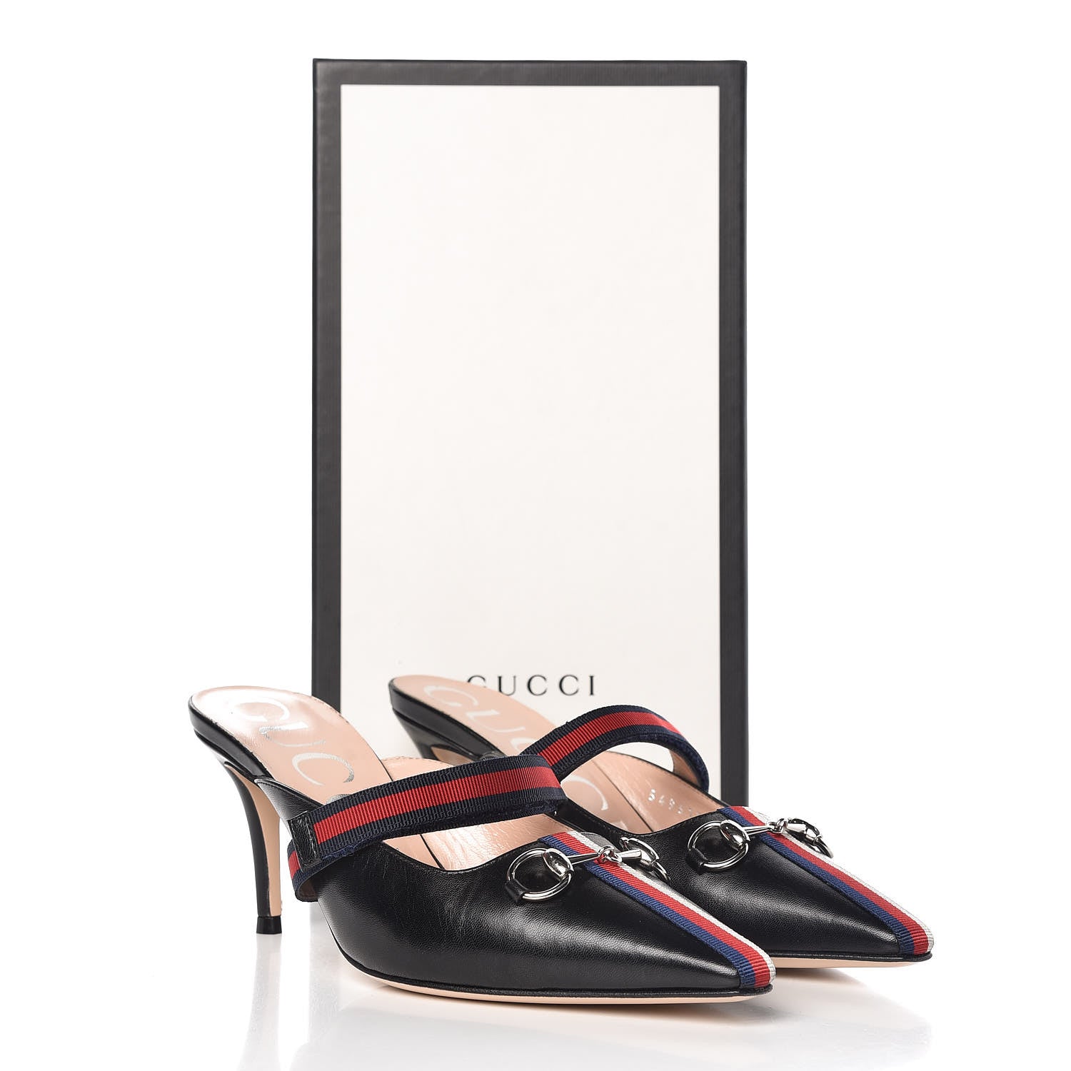 Gucci Malaga Kid Sylvie Web Cross Strap Mid-Heel Slides 36.5 Black 9 of 9