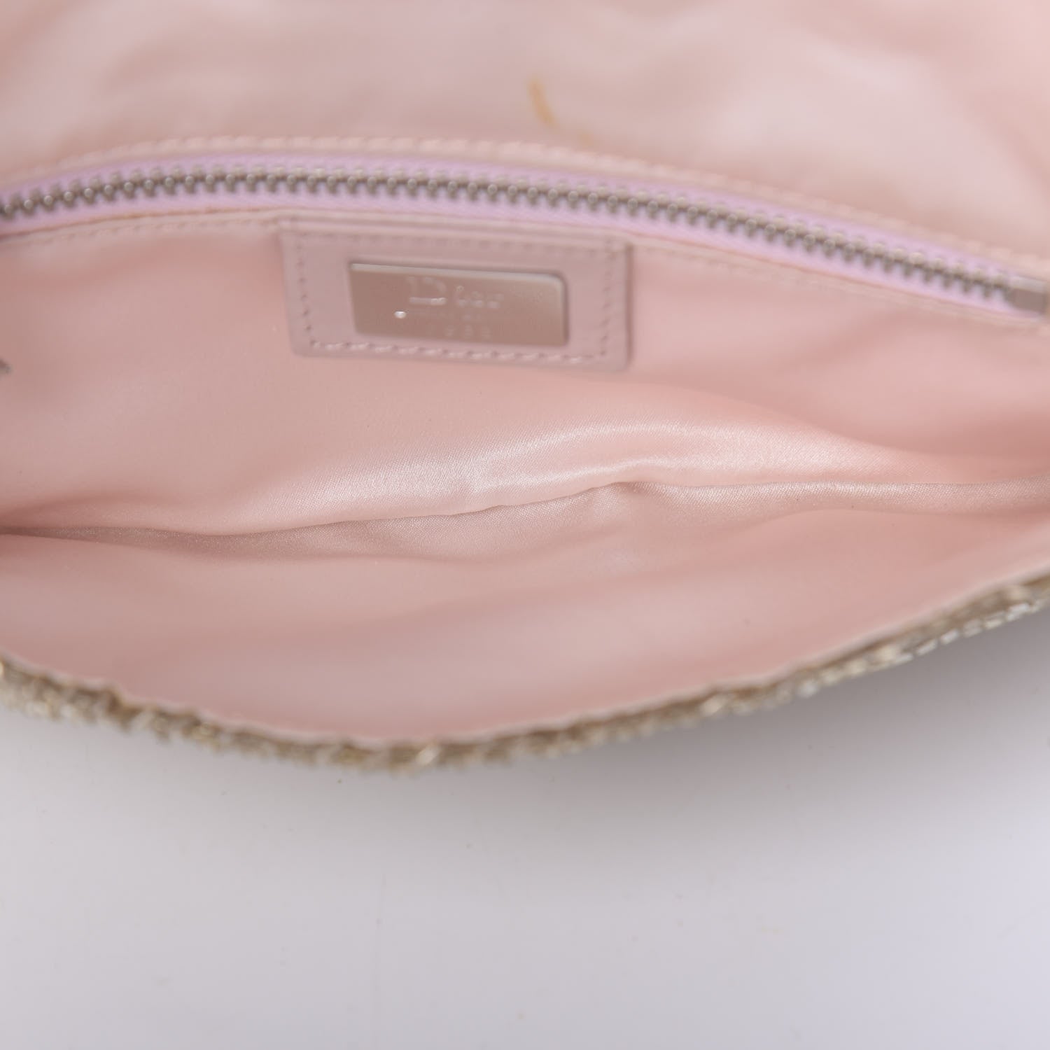 Christian Dior Beaded Fabric Flap Clutch Beige 5 of 10
