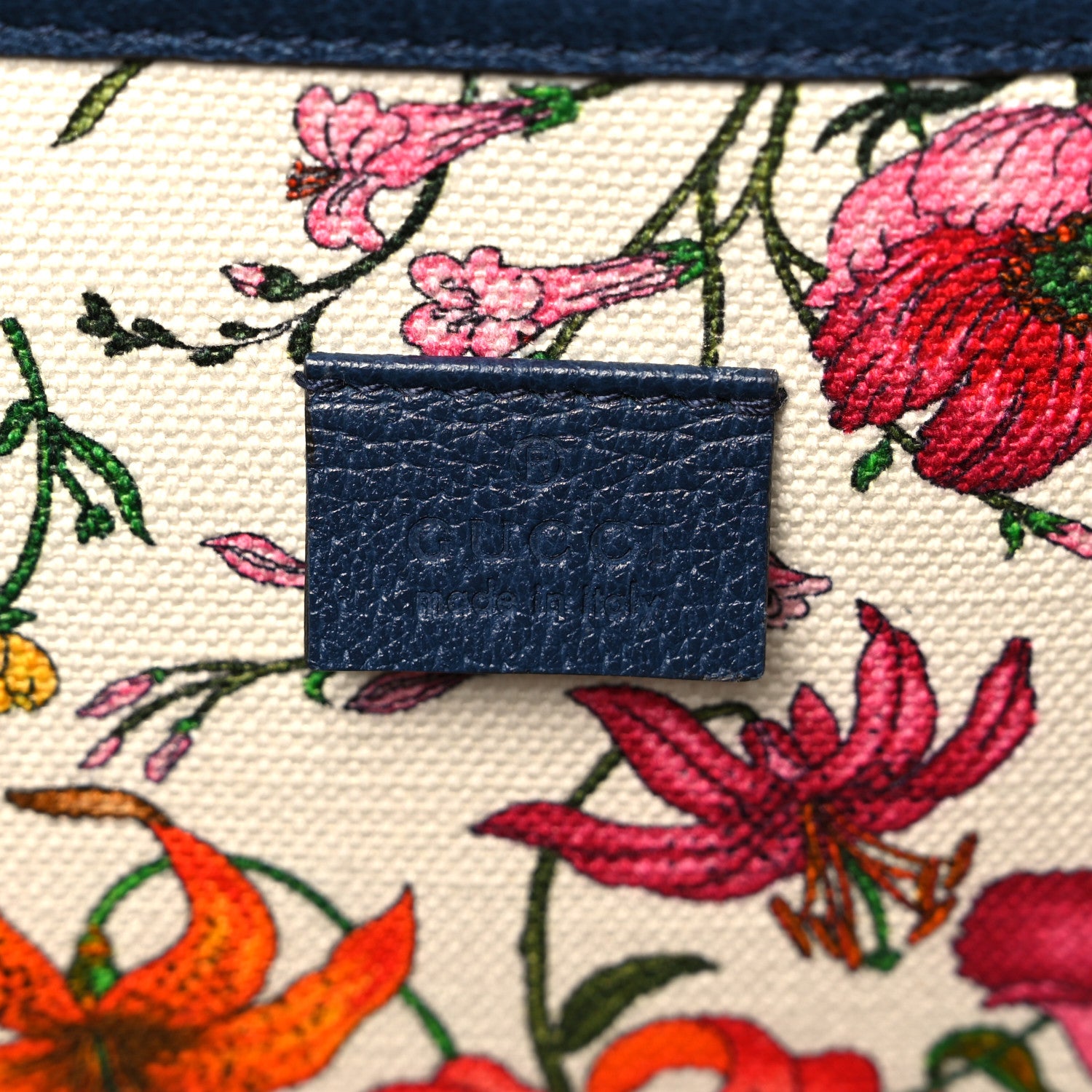 Gucci Canvas Large Flora Tote Navy Multicolor 6 of 12