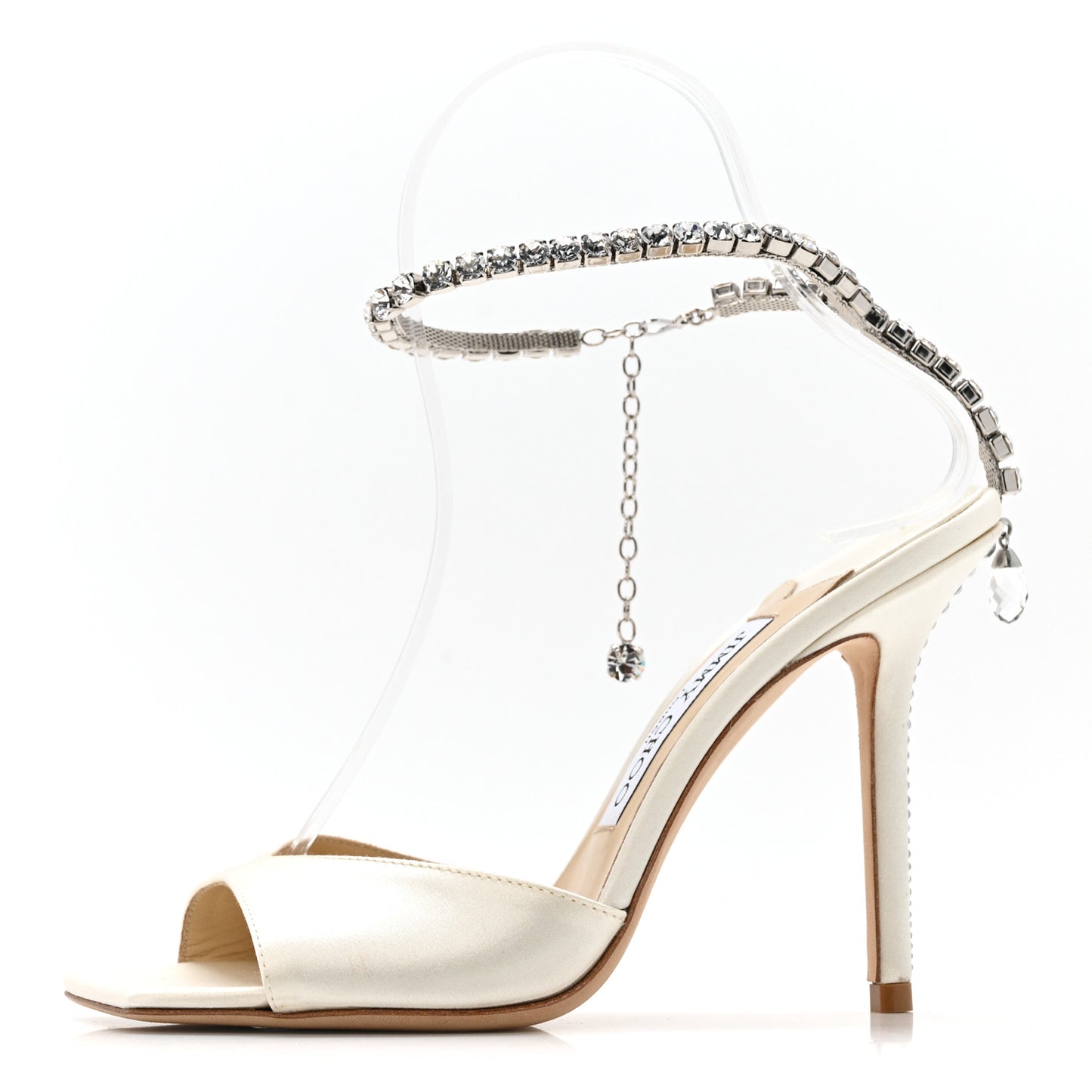 Satin Crystal Saeda 100 Sandals 37 White
