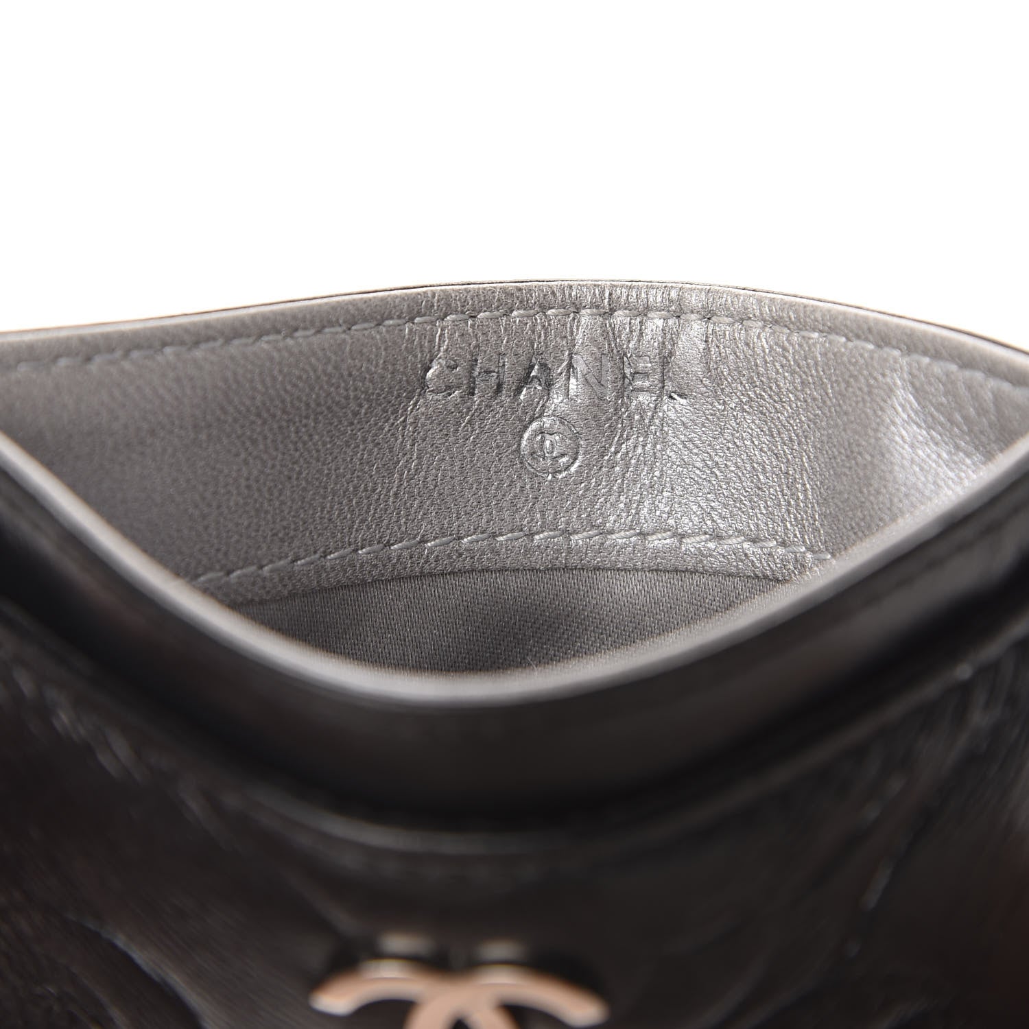 Chanel Lambskin Camellia Embossed Card Holder Black 6 of 8