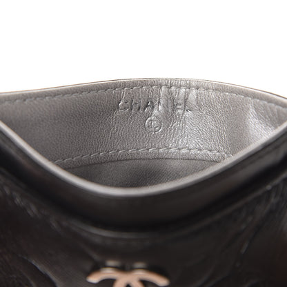 Chanel Lambskin Camellia Embossed Card Holder Black 6 of 8