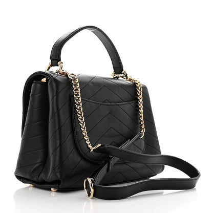 Chanel Grained Calfskin Small Chevron Chic Top Handle Flap Black 2 of 11