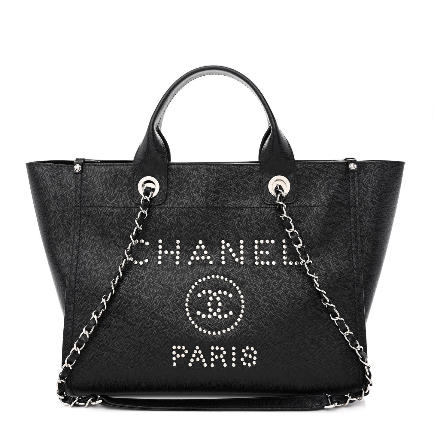 Caviar Small Studded Deauville Tote Black