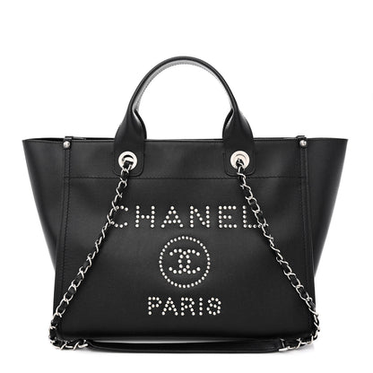 Chanel Caviar Small Studded Deauville Tote Black 1 of 9