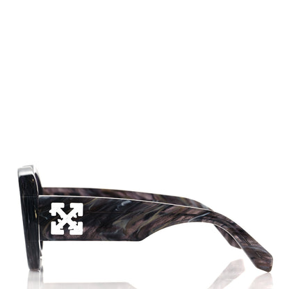 Off-White Acetate Marble Round Sunglasses Grey 3 of 6