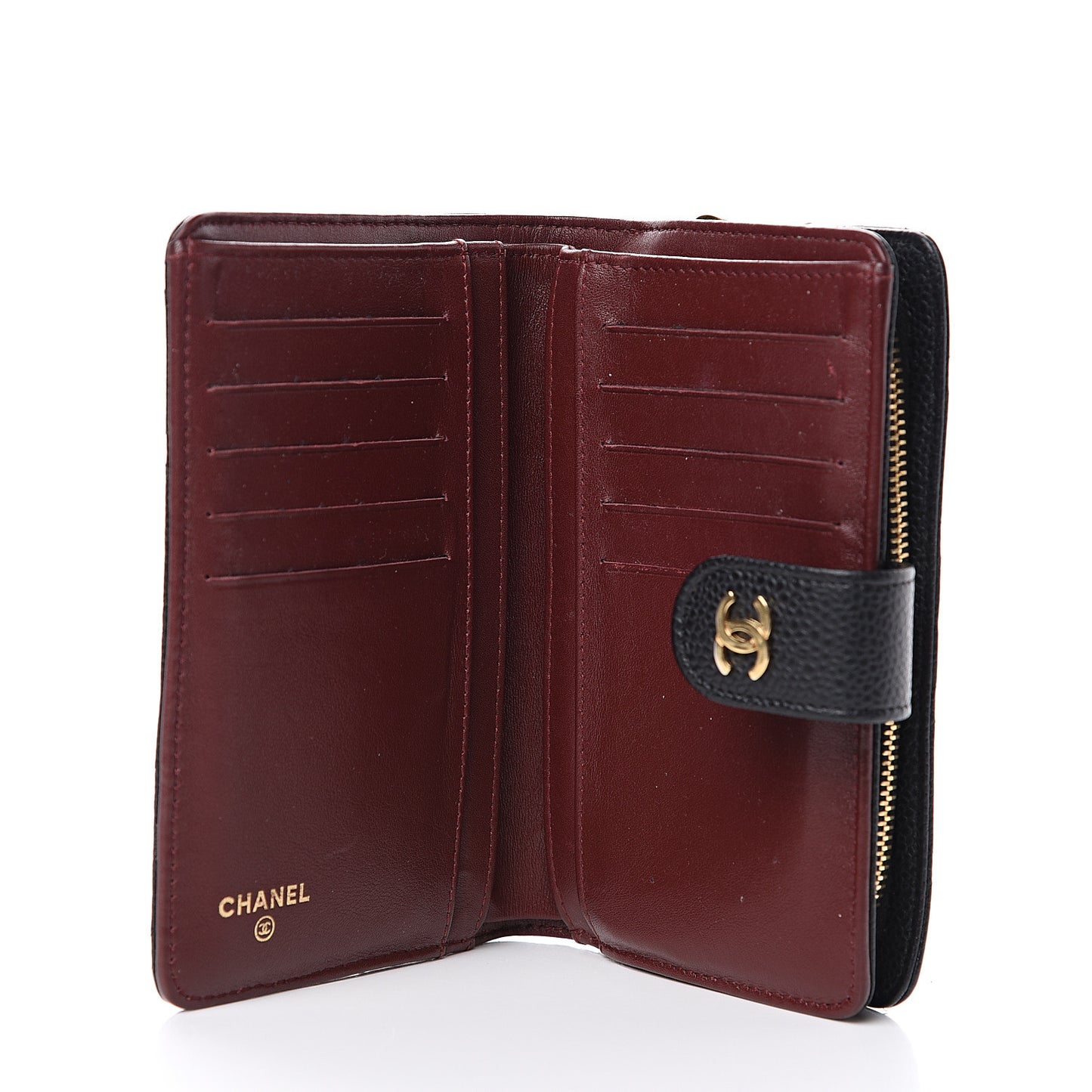 Caviar Quilted Zipped Pocket Wallet Black