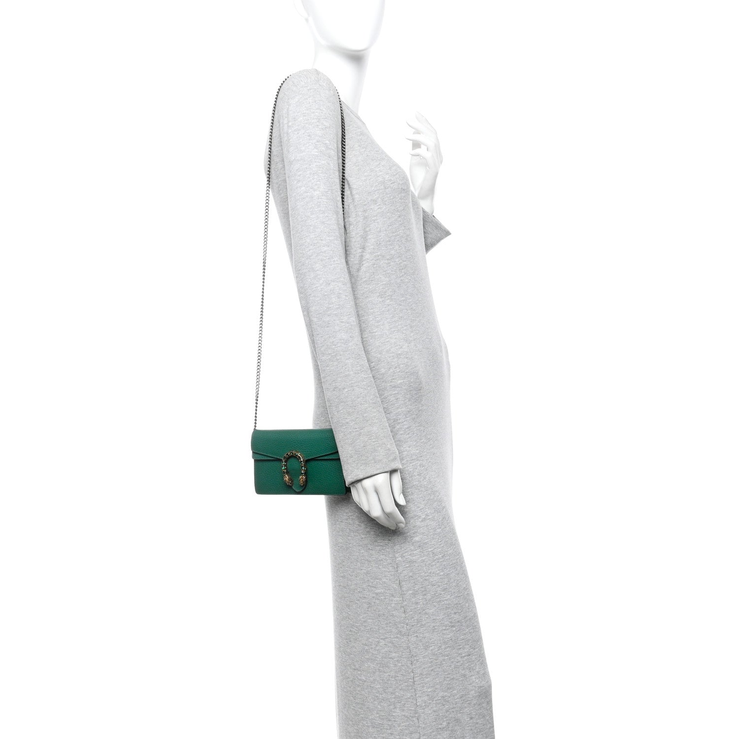 Gucci Dollar Calfskin Crystal Super Mini Dionysus Shoulder Bag Emerald 2 of 9