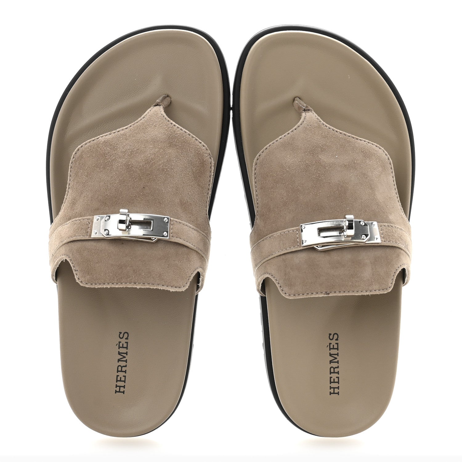 Hermes Suede Goatskin Womens Empire Sandals 35 Beige Sable 2 of 10
