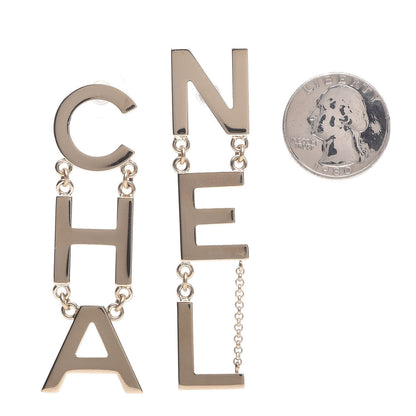 Chanel Metal Cha-Nel Logo Drop Earrings Gold 2 of 6