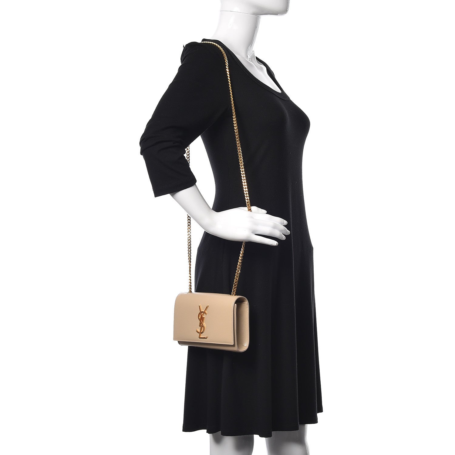 Saint Laurent Grain De Poudre Small Monogram Kate Satchel Nude Powder 2 of 14