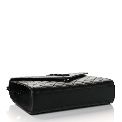 Saint Laurent Grain De Poudre Textured Mixed Matelasse Triquilt Medium Monogram Satchel Black 4 of 12