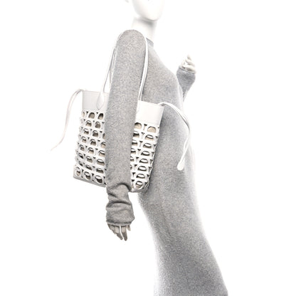 Salvatore Ferragamo Calfskin Perforated Medium Gancini Tote Bag Optic White 3 of 19