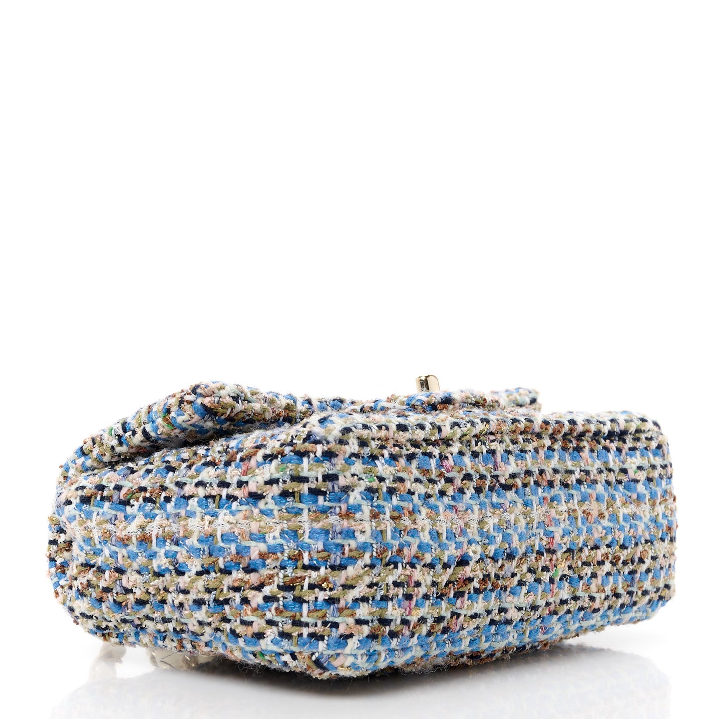 Tweed Quilted Mini Rectangular Flap Blue White