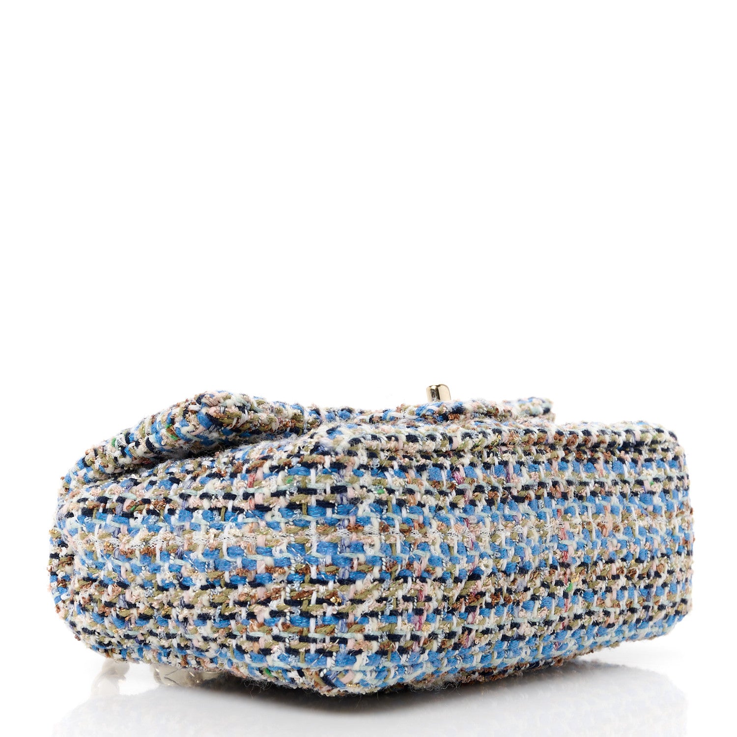 Chanel Tweed Quilted Mini Rectangular Flap Blue White 4 of 12