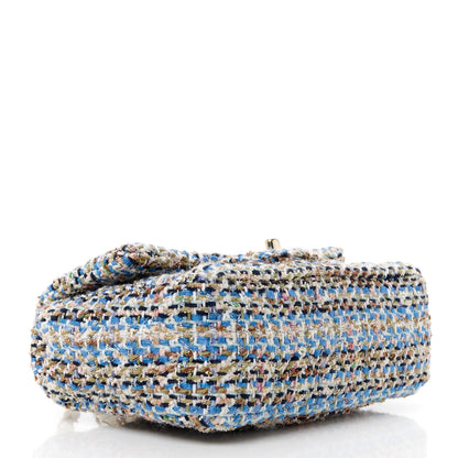 Chanel Tweed Quilted Mini Rectangular Flap Blue White 4 of 12
