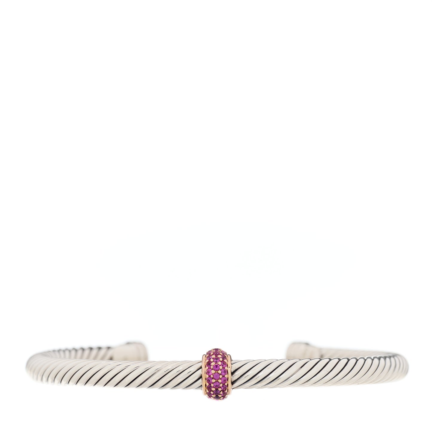 Sterling Silver 18K Rose Gold Pink Sapphire 5mm Cable Classics Single Station Bracelet